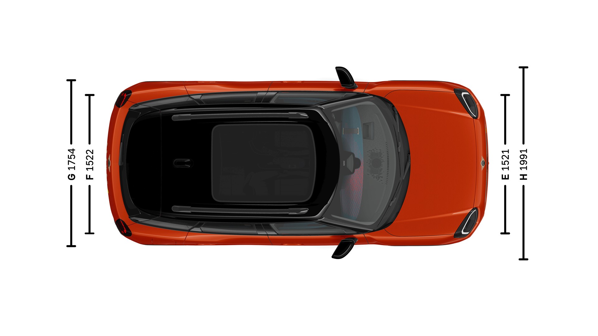 MINI Aceman 100% eléctrico - medidas - imagen de presentación - vista en planta